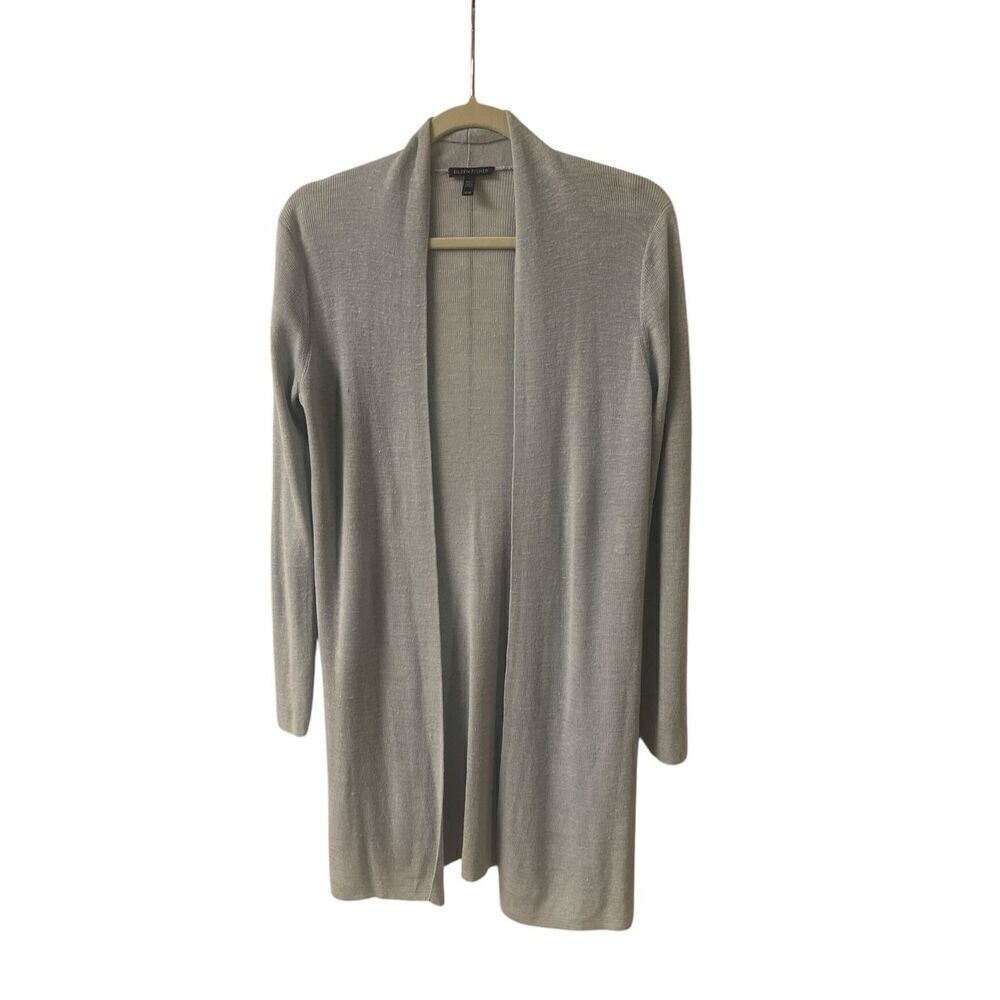 Eileen Fisher long cardigan sweater powder blue sz Med